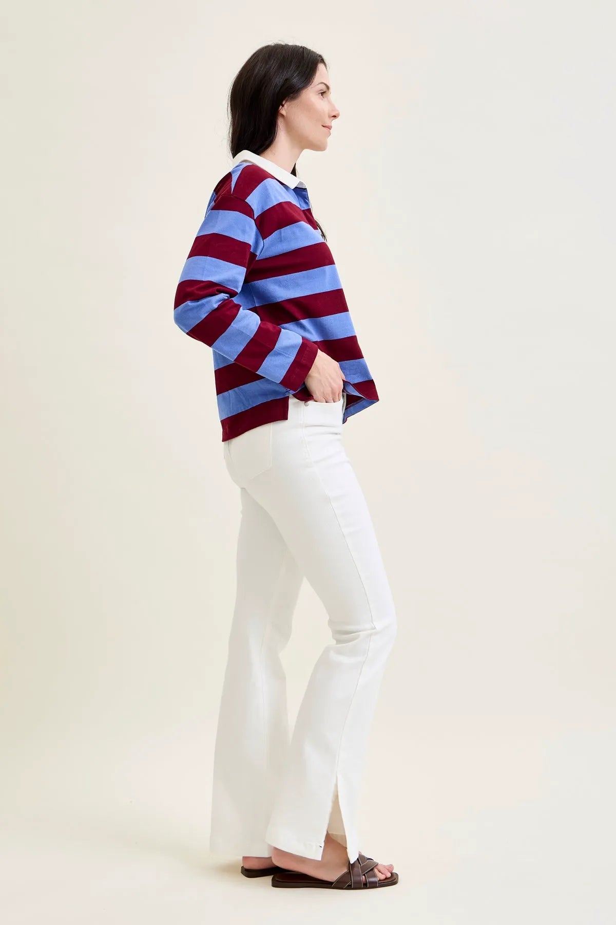 Lara White Slim Boot with Side Slit