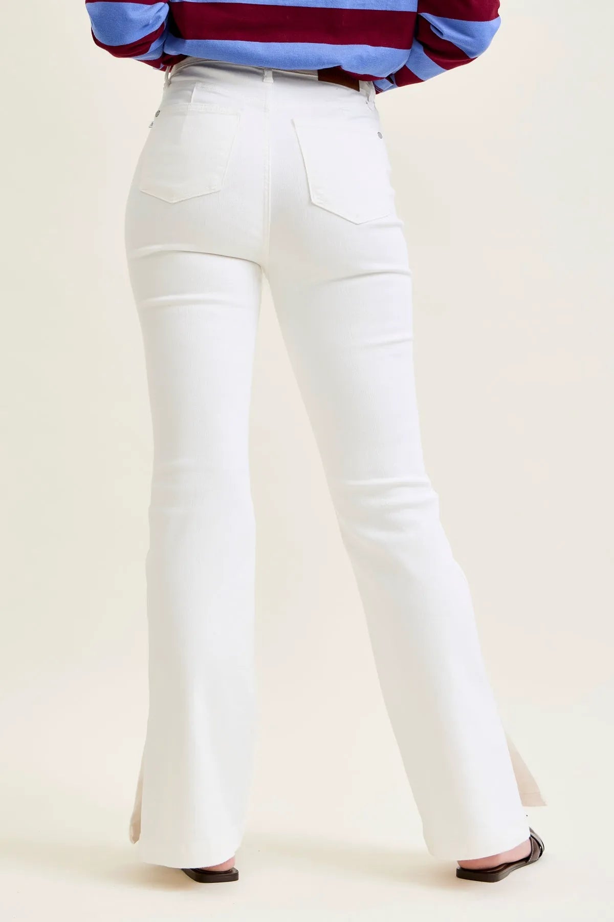 Lara White Slim Boot with Side Slit