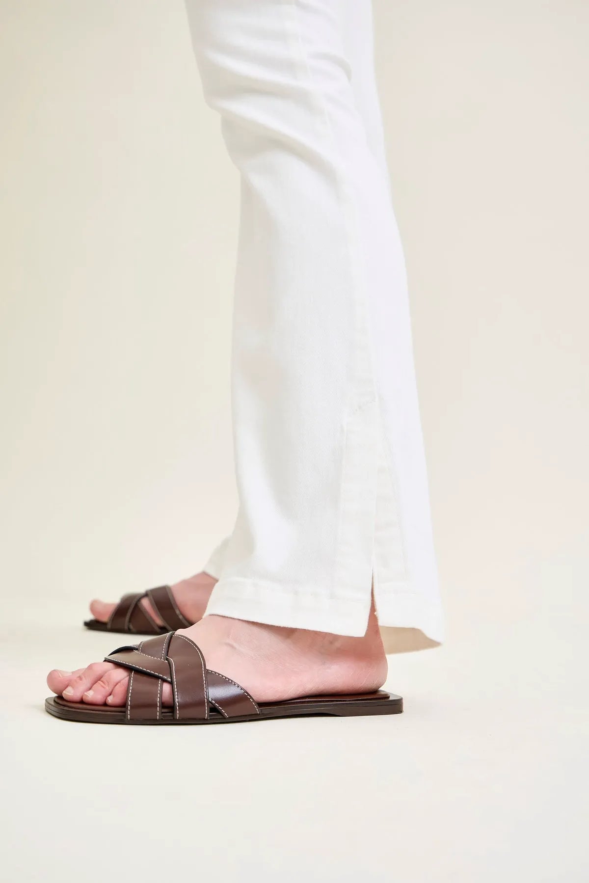 Lara White Slim Boot with Side Slit