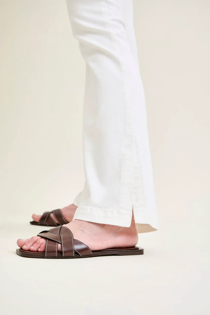 Lara White Slim Boot with Side Slit