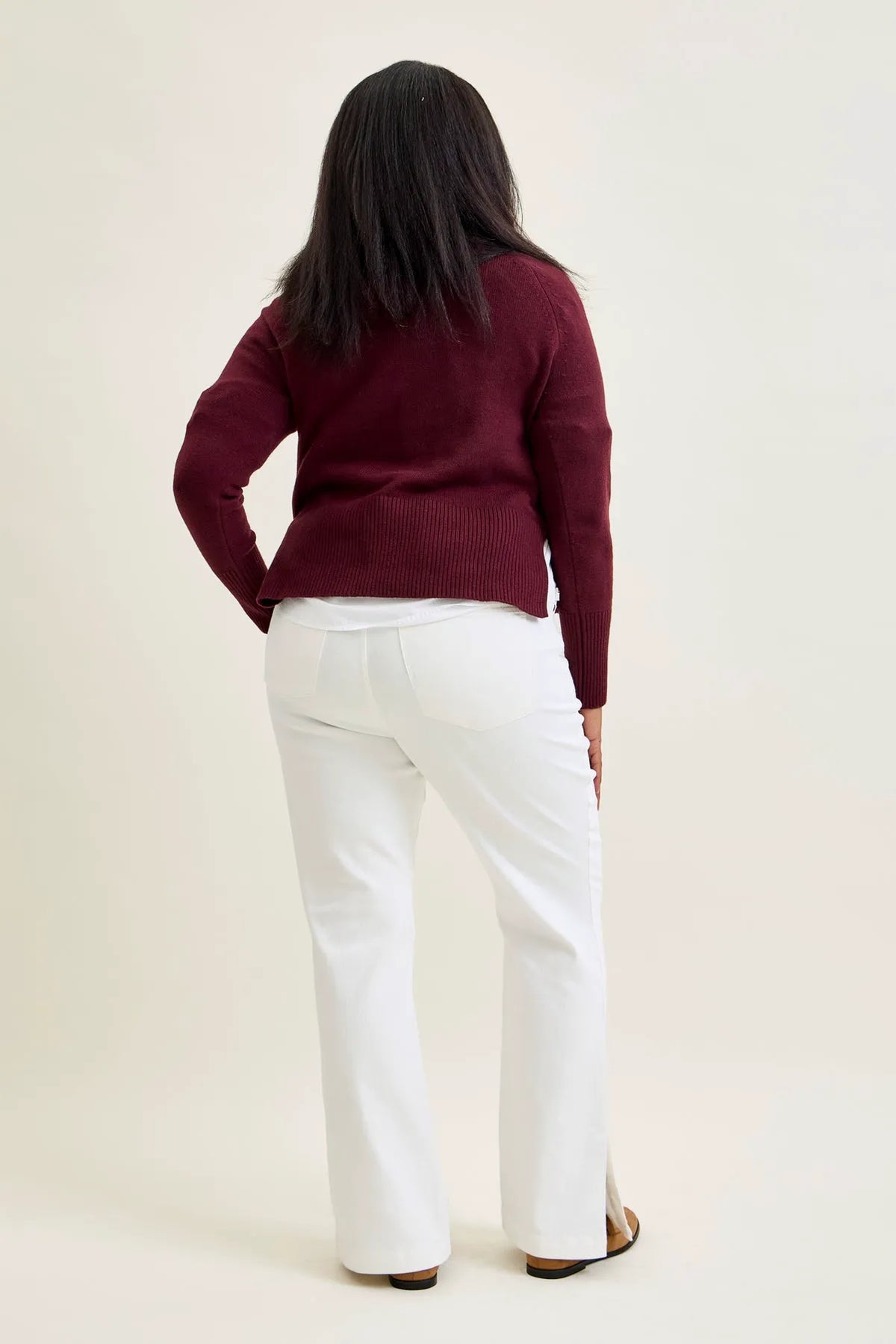 Lara White Slim Boot with Side Slit - PLUS
