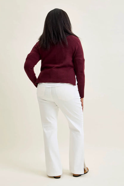 Lara White Slim Boot with Side Slit - PLUS